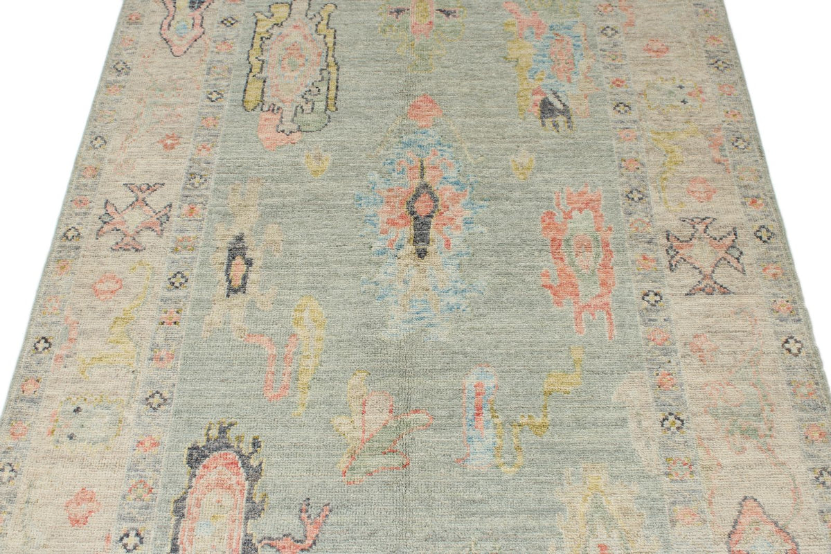 4x6 Gray and Beige Turkish Oushak Rug