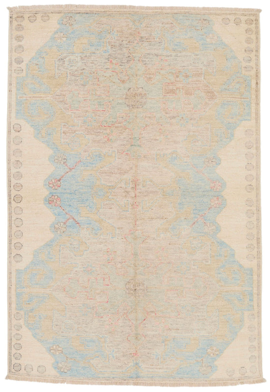 4x6 Gray and Ivory Turkish Oushak Rug