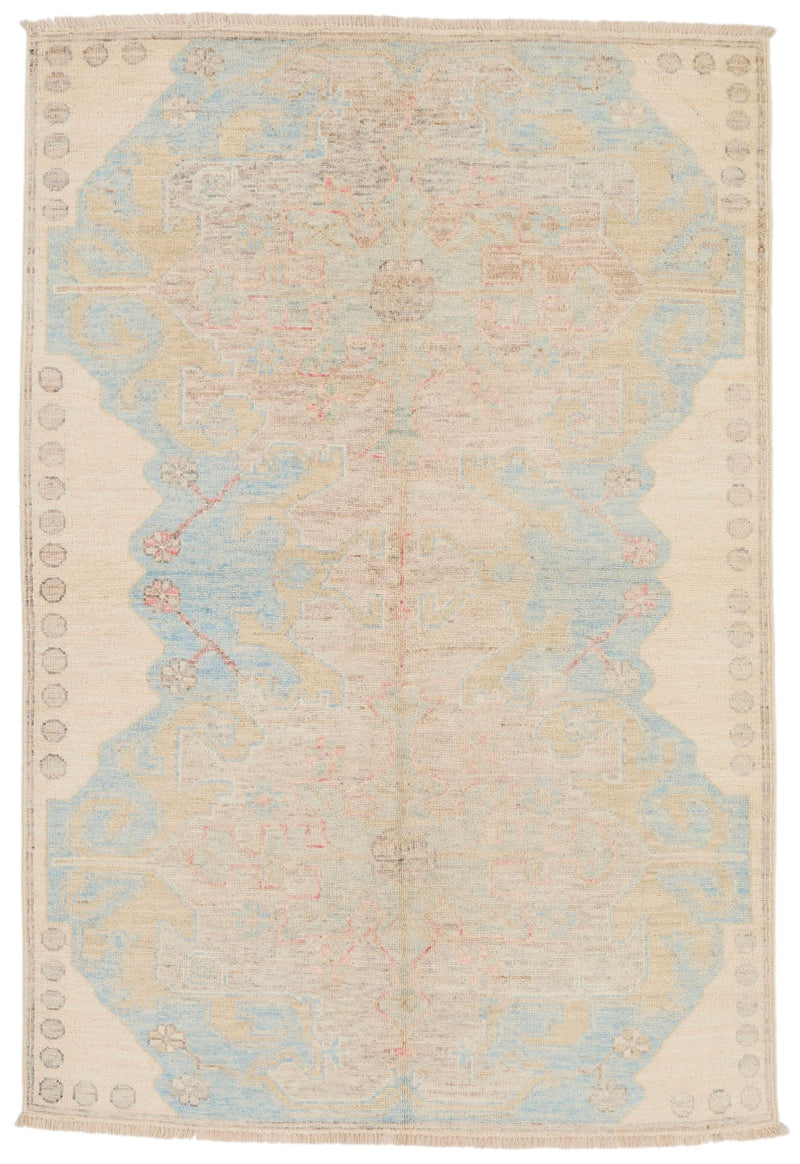 4x6 Gray and Ivory Turkish Oushak Rug