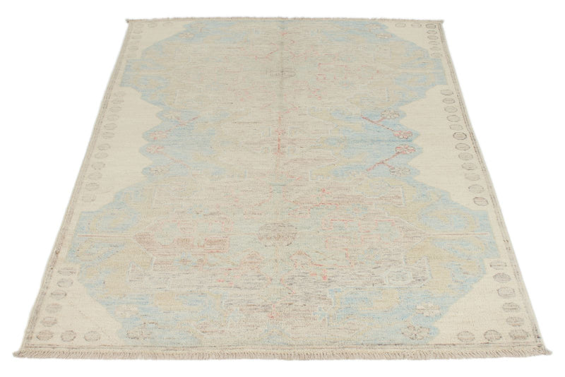 4x6 Gray and Ivory Turkish Oushak Rug