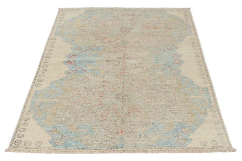 4x6 Gray and Ivory Turkish Oushak Rug