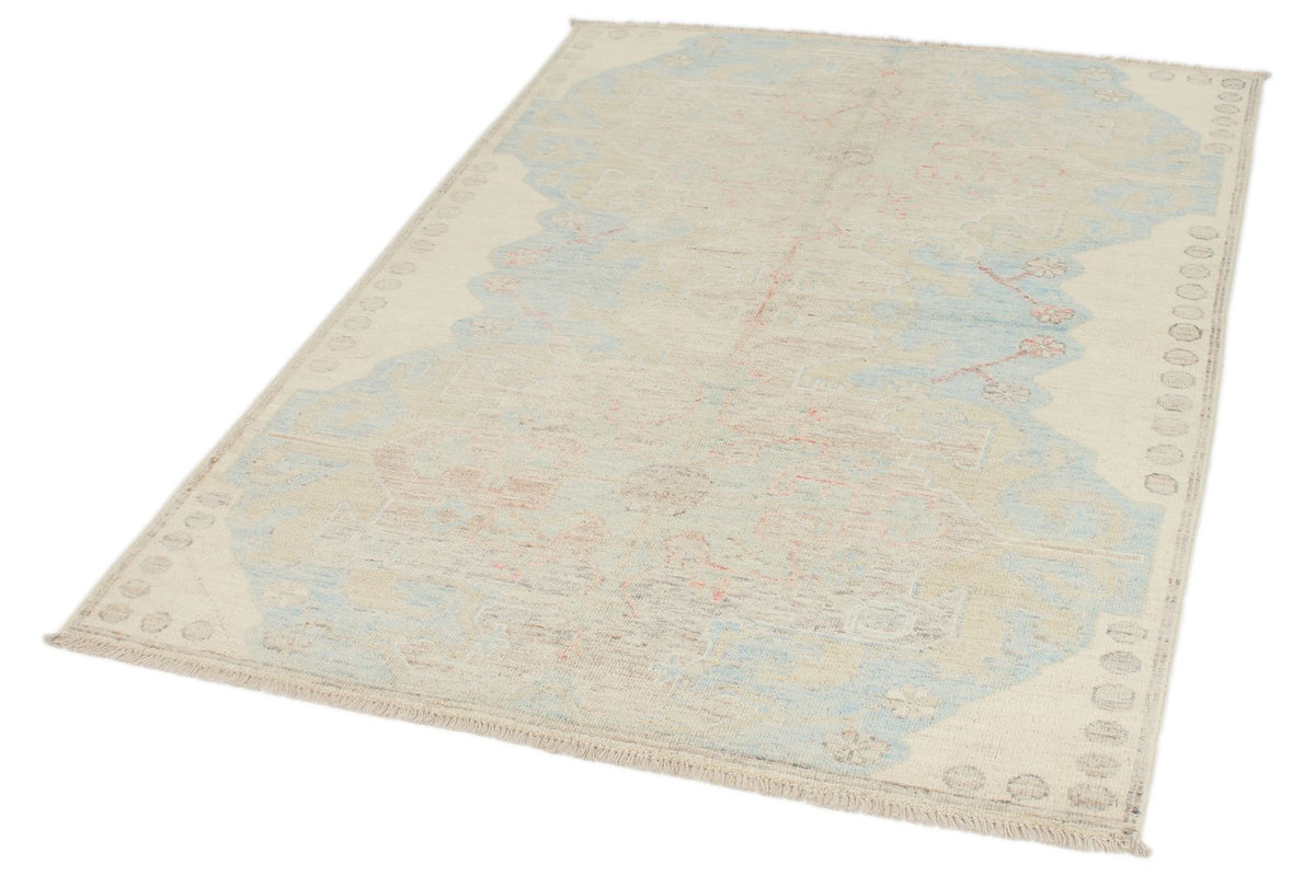 4x6 Gray and Ivory Turkish Oushak Rug