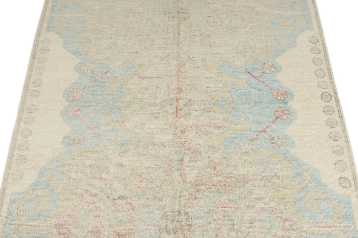 4x6 Gray and Ivory Turkish Oushak Rug