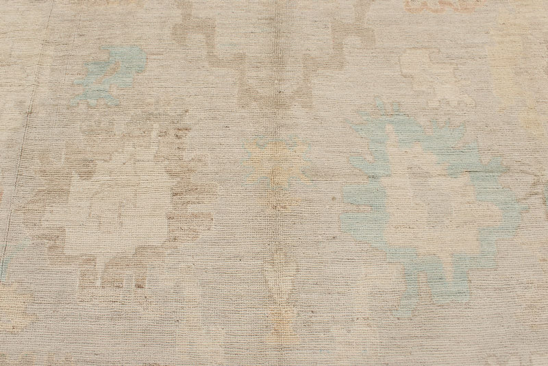 9x12 Ivory and Blue Turkish Oushak Rug