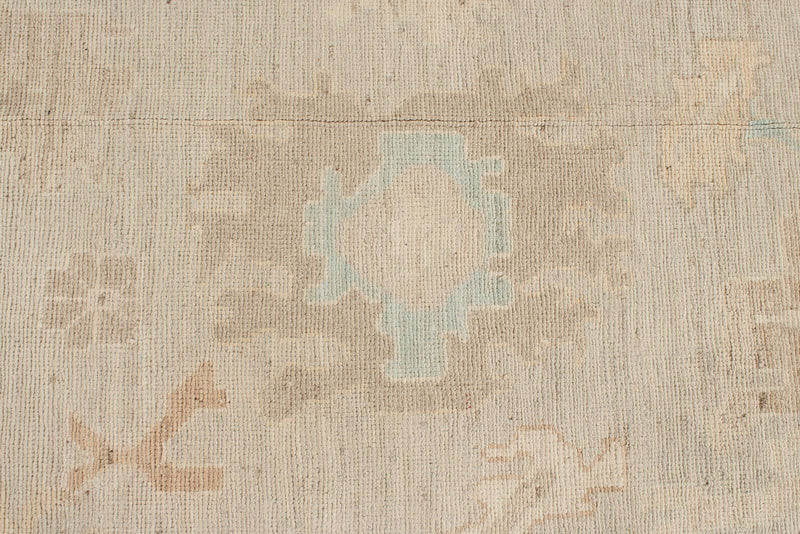 9x12 Ivory and Blue Turkish Oushak Rug