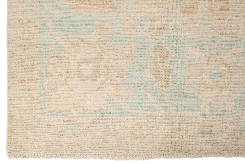 9x12 Ivory and Blue Turkish Oushak Rug