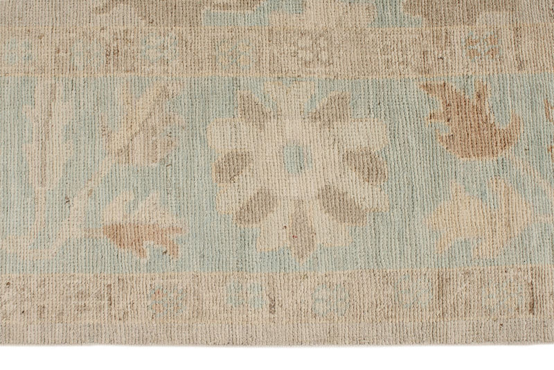 9x12 Ivory and Blue Turkish Oushak Rug