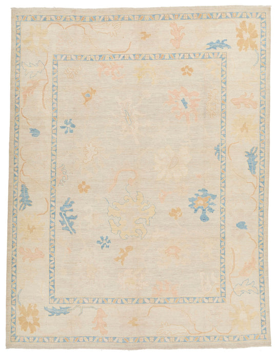 9x12 Beige and Ivory Turkish Oushak Rug