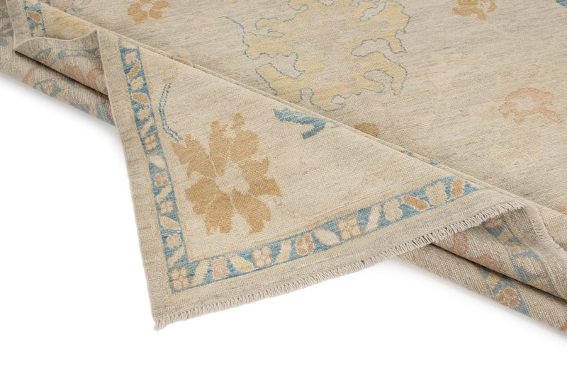 9x12 Beige and Ivory Turkish Oushak Rug