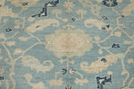 8x10 Blue and Ivory Turkish Oushak Rug