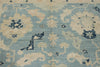 8x10 Blue and Ivory Turkish Oushak Rug