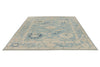 8x10 Blue and Ivory Turkish Oushak Rug
