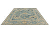 8x10 Blue and Ivory Turkish Oushak Rug
