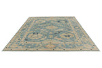 8x10 Blue and Ivory Turkish Oushak Rug