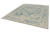8x10 Blue and Ivory Turkish Oushak Rug