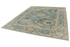 8x10 Blue and Ivory Turkish Oushak Rug