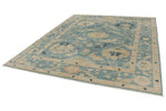 8x10 Blue and Ivory Turkish Oushak Rug