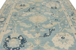 8x10 Blue and Ivory Turkish Oushak Rug