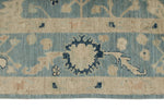 8x10 Blue and Ivory Turkish Oushak Rug