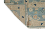8x10 Blue and Ivory Turkish Oushak Rug
