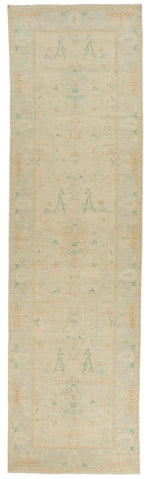 5x18 Ivory and Gray Turkish Oushak Runner