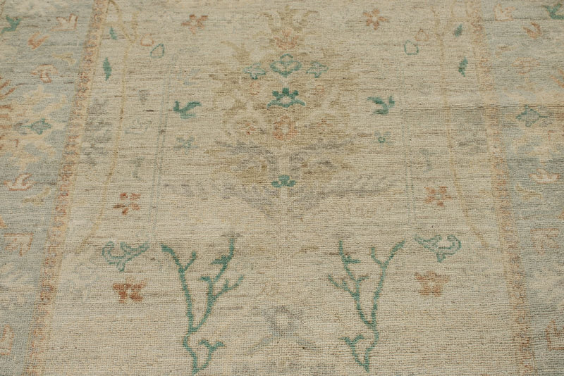 5x18 Ivory and Gray Turkish Oushak Runner