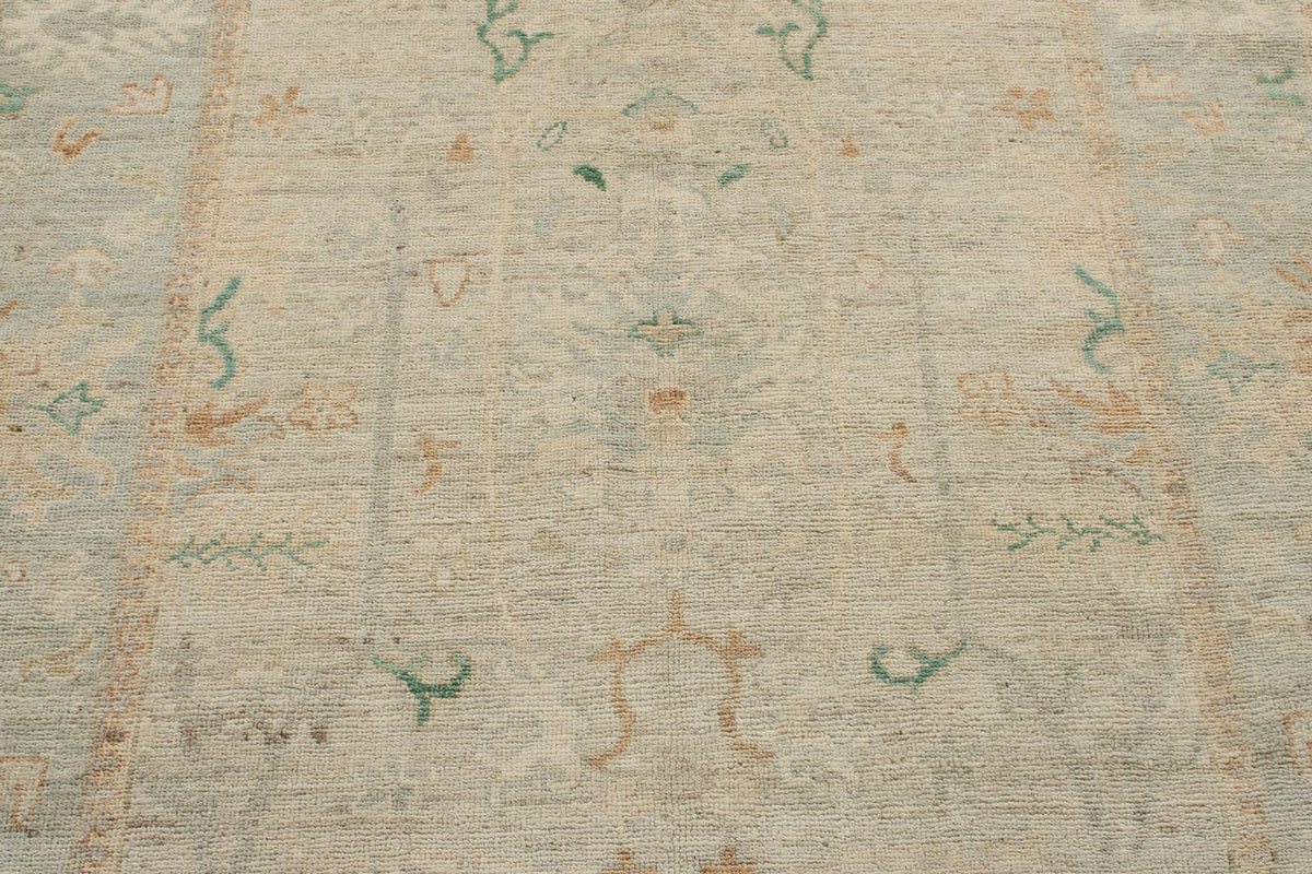 5x18 Ivory and Gray Turkish Oushak Runner