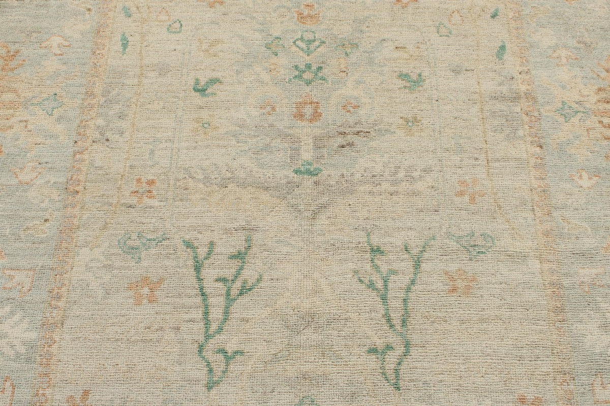 5x18 Ivory and Gray Turkish Oushak Runner