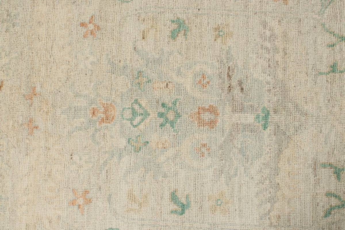 5x18 Ivory and Gray Turkish Oushak Runner