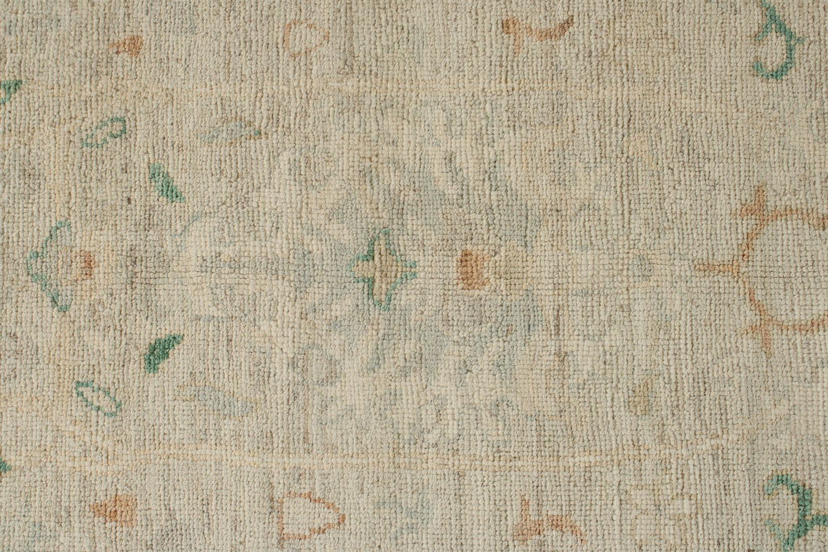 5x18 Ivory and Gray Turkish Oushak Runner