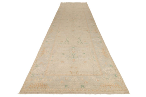 5x18 Ivory and Gray Turkish Oushak Runner