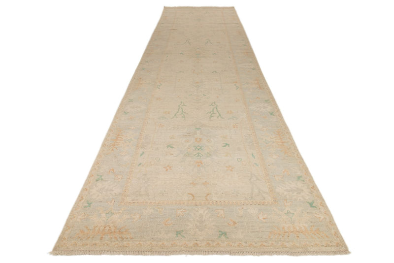 5x18 Ivory and Gray Turkish Oushak Runner