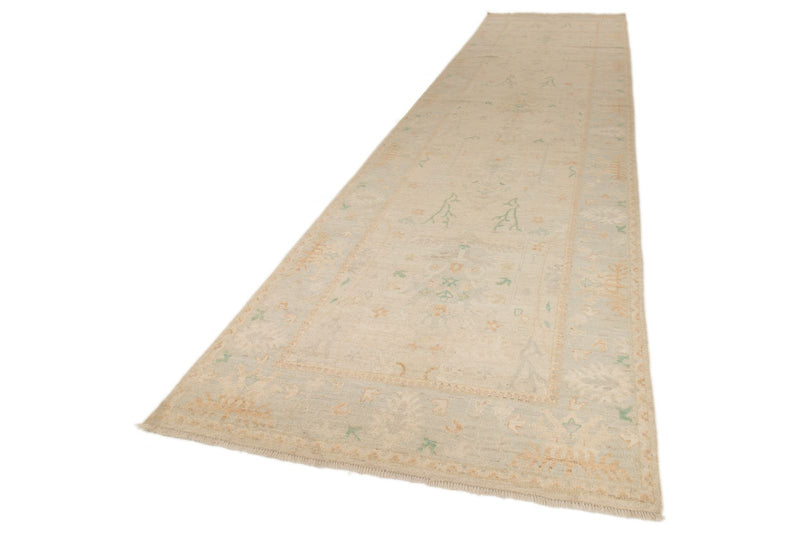 5x18 Ivory and Gray Turkish Oushak Runner