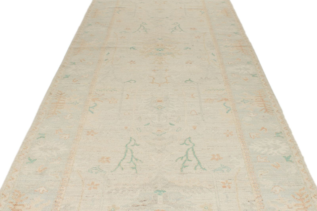 5x18 Ivory and Gray Turkish Oushak Runner