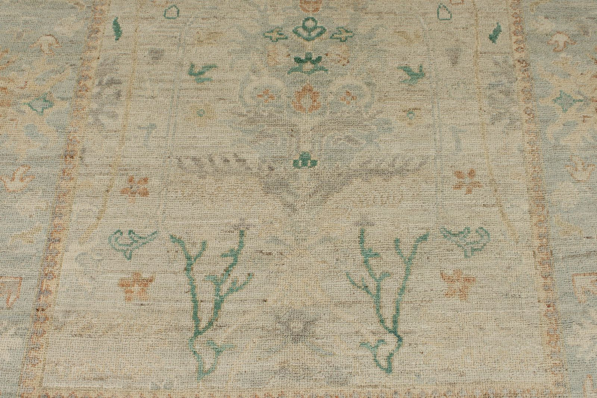 5x18 Ivory and Gray Turkish Oushak Runner