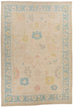 12x18 Ivory and Light Blue Turkish Oushak Rug