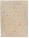 9x12 Ivory and Light Blue Turkish Oushak Rug