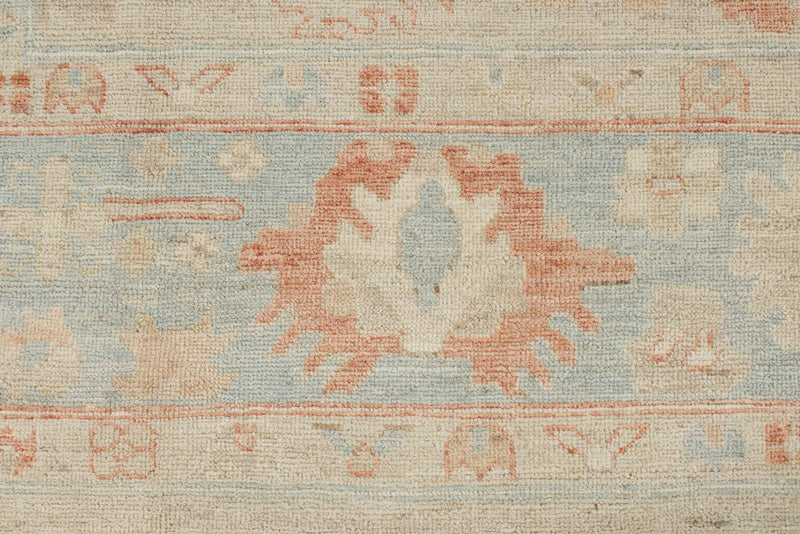 9x12 Ivory and Light Blue Turkish Oushak Rug