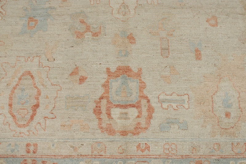 9x12 Ivory and Light Blue Turkish Oushak Rug