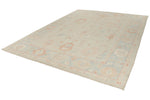 9x12 Ivory and Light Blue Turkish Oushak Rug