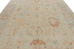 9x12 Ivory and Light Blue Turkish Oushak Rug