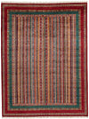 9x12 Multicolor and Red Turkish Tribal Rug