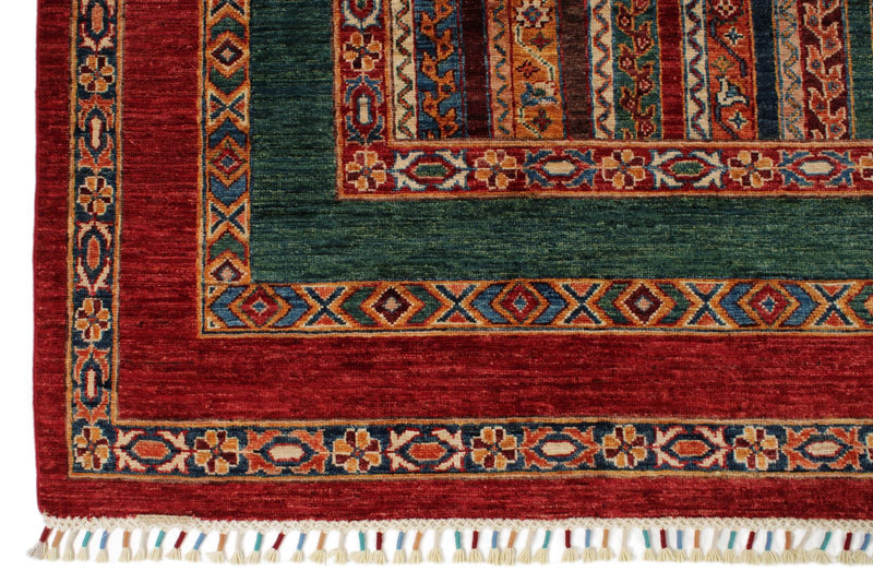 9x12 Multicolor and Red Turkish Tribal Rug