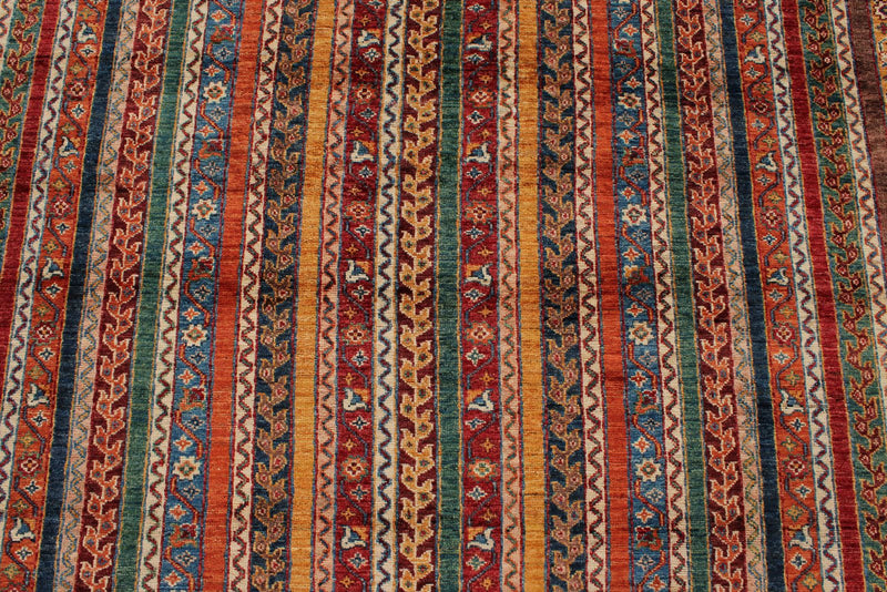 9x12 Multicolor and Red Turkish Tribal Rug