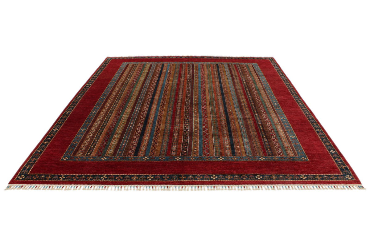 8x10 Multicolor and Red Turkish Tribal Rug