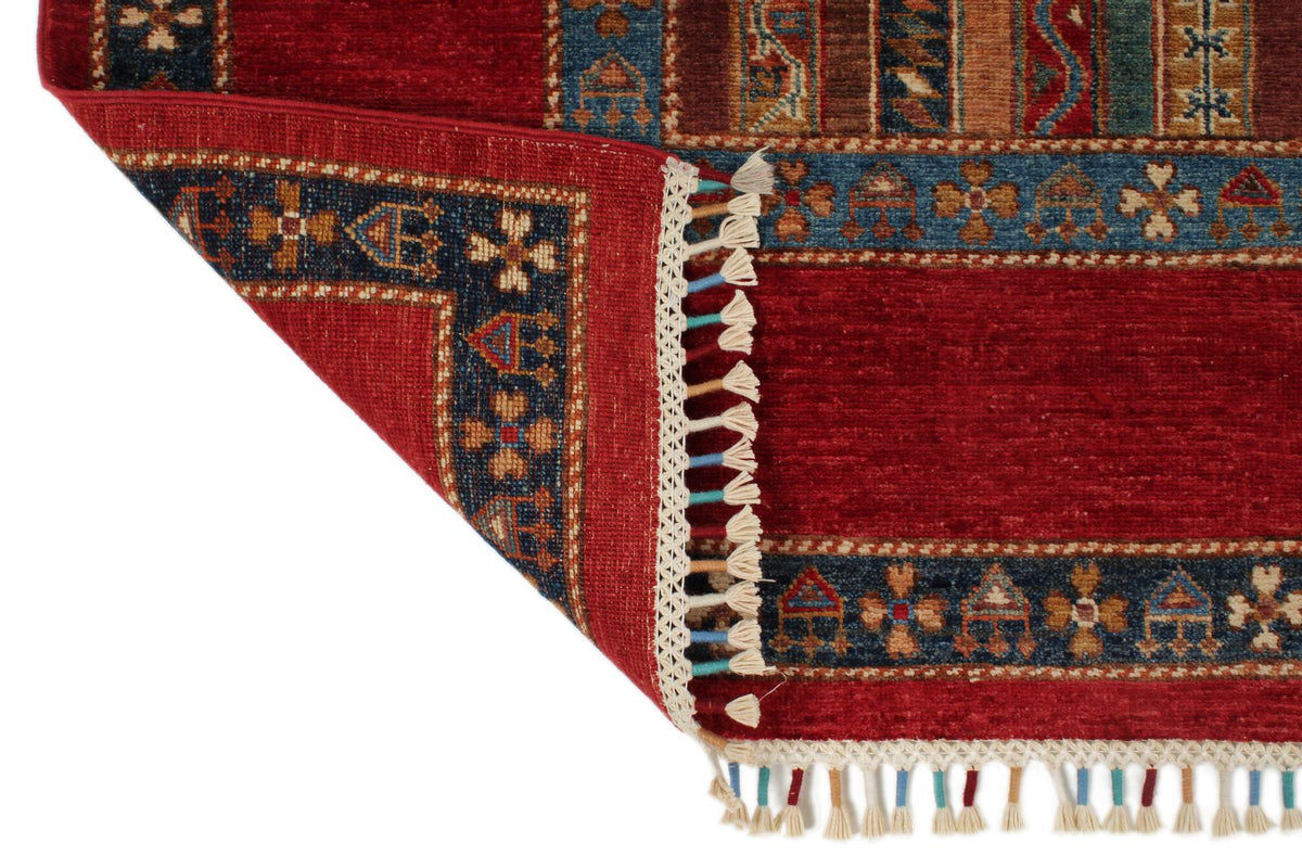 8x10 Multicolor and Red Turkish Tribal Rug