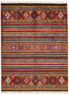 5x7 Brown and Multicolor Tribal Rug