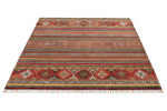 5x7 Brown and Multicolor Tribal Rug