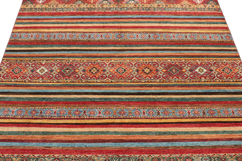 5x7 Brown and Multicolor Tribal Rug