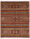 5x6 Brown and Multicolor Tribal Rug